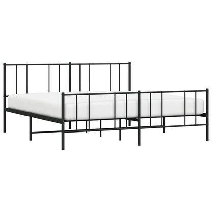 vidaXL Metal Bed Frame without Mattress with Footboard Black 180x200cm