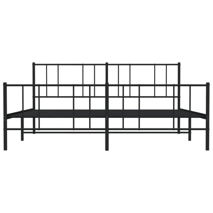 vidaXL Metal Bed Frame without Mattress with Footboard Black 180x200cm