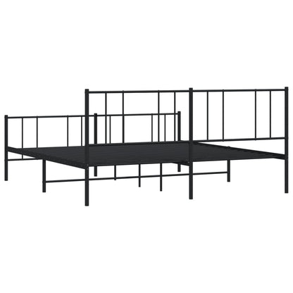 vidaXL Metal Bed Frame without Mattress with Footboard Black 180x200cm