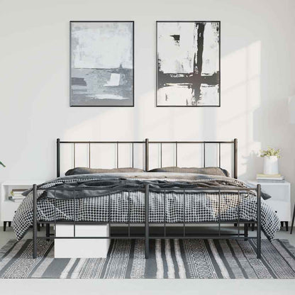 vidaXL Metal Bed Frame without Mattress with Footboard Black 183x213cm