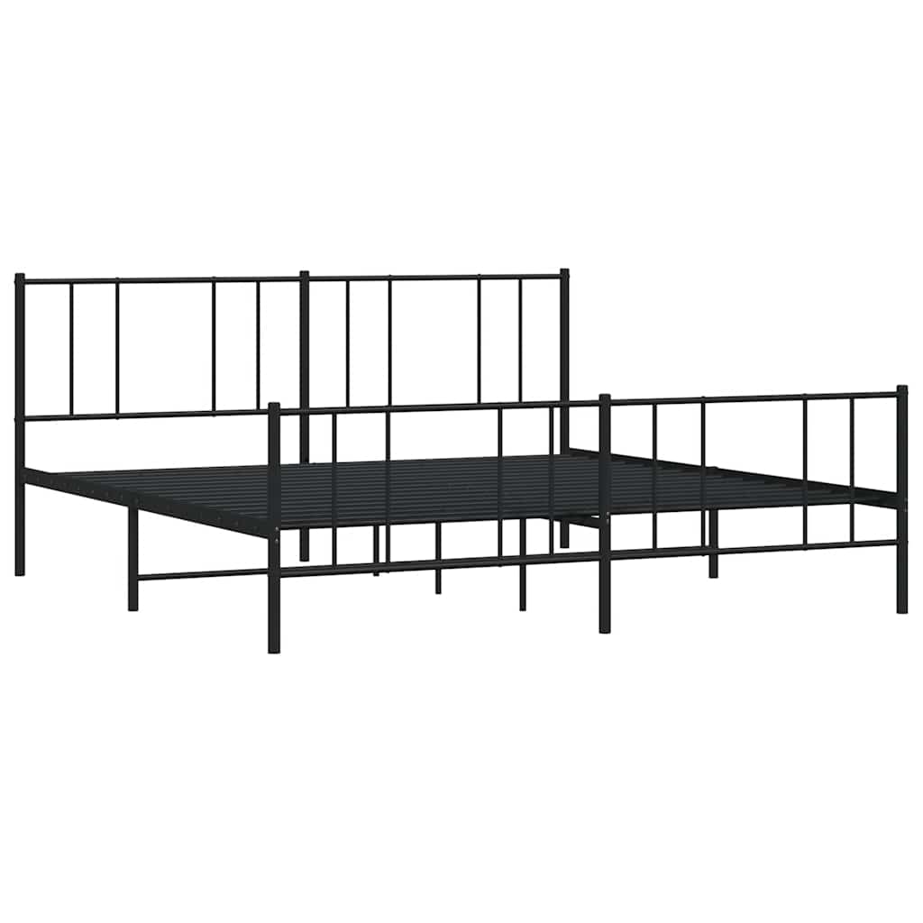 vidaXL Metal Bed Frame without Mattress with Footboard Black 183x213cm