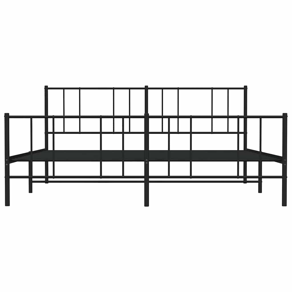 vidaXL Metal Bed Frame without Mattress with Footboard Black 183x213cm
