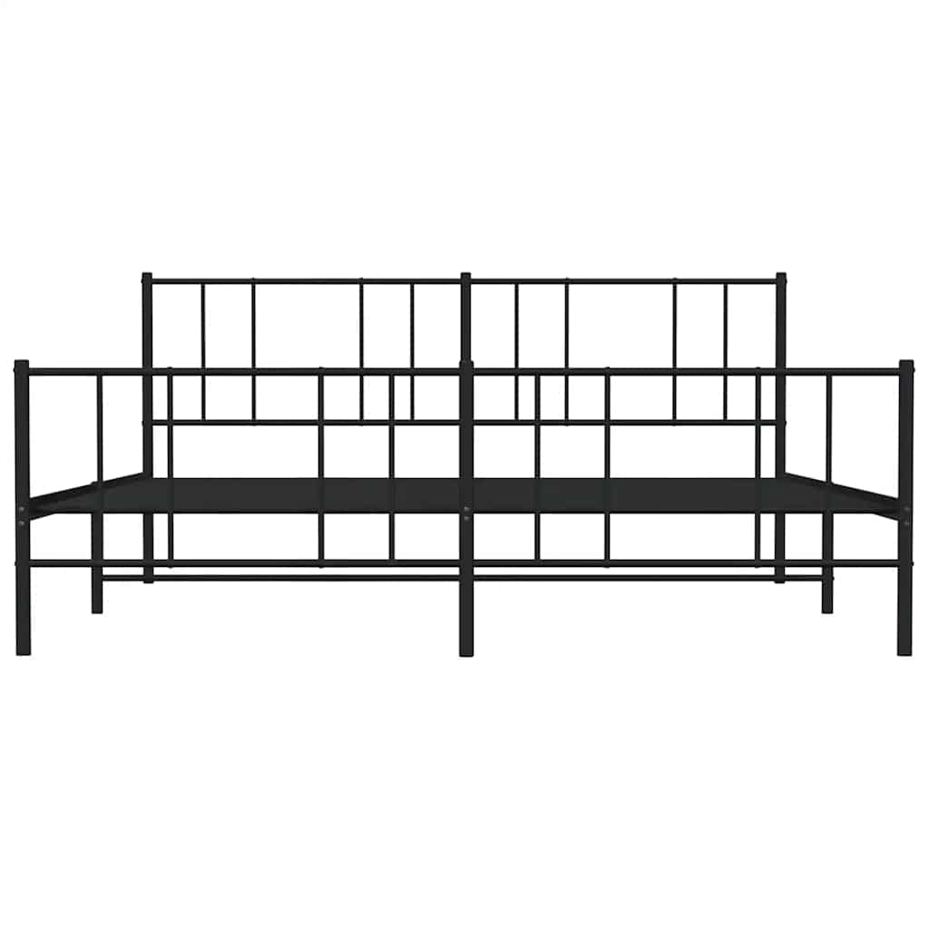 vidaXL Metal Bed Frame without Mattress with Footboard Black 193x203cm