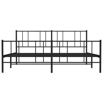 vidaXL Metal Bed Frame without Mattress with Footboard Black 193x203cm