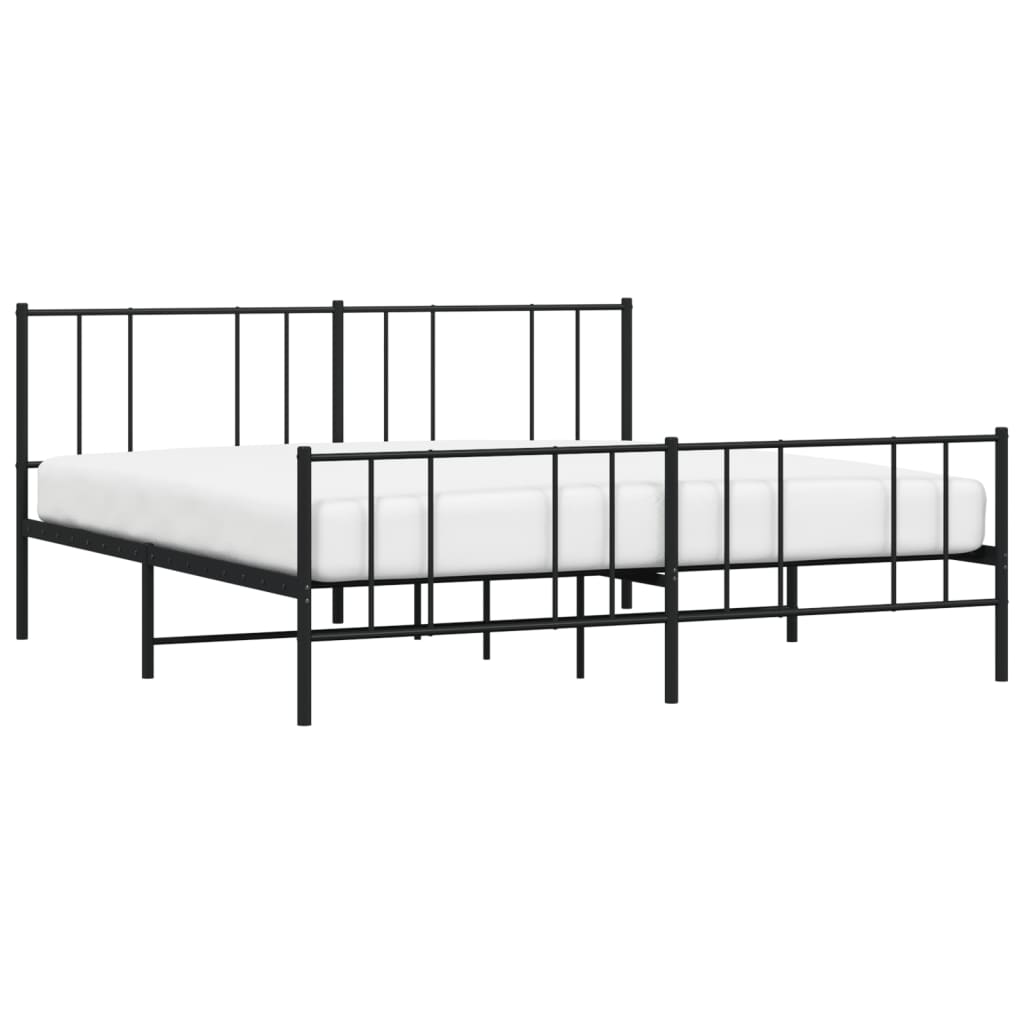 vidaXL Metal Bed Frame without Mattress with Footboard Black 200x200cm