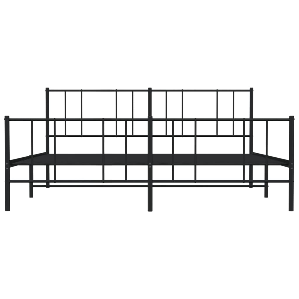 vidaXL Metal Bed Frame without Mattress with Footboard Black 200x200cm