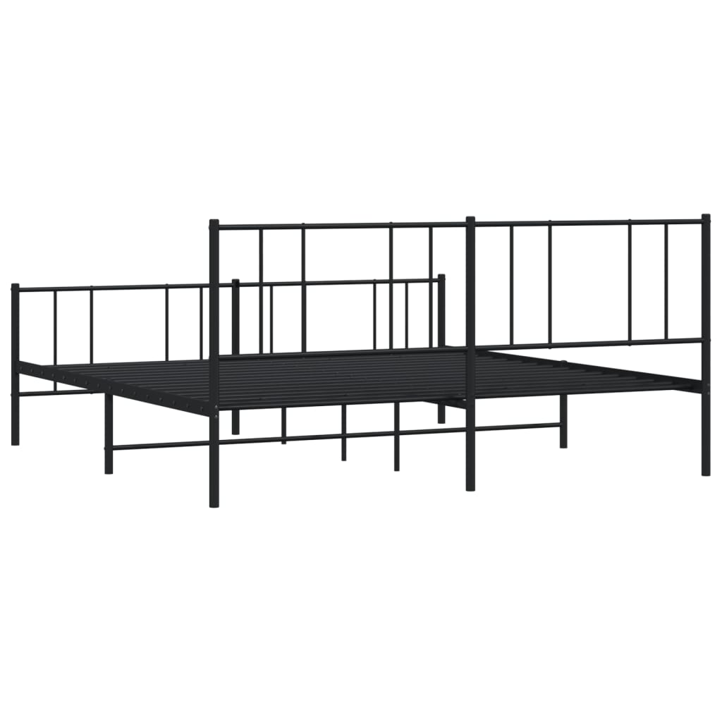 vidaXL Metal Bed Frame without Mattress with Footboard Black 200x200cm