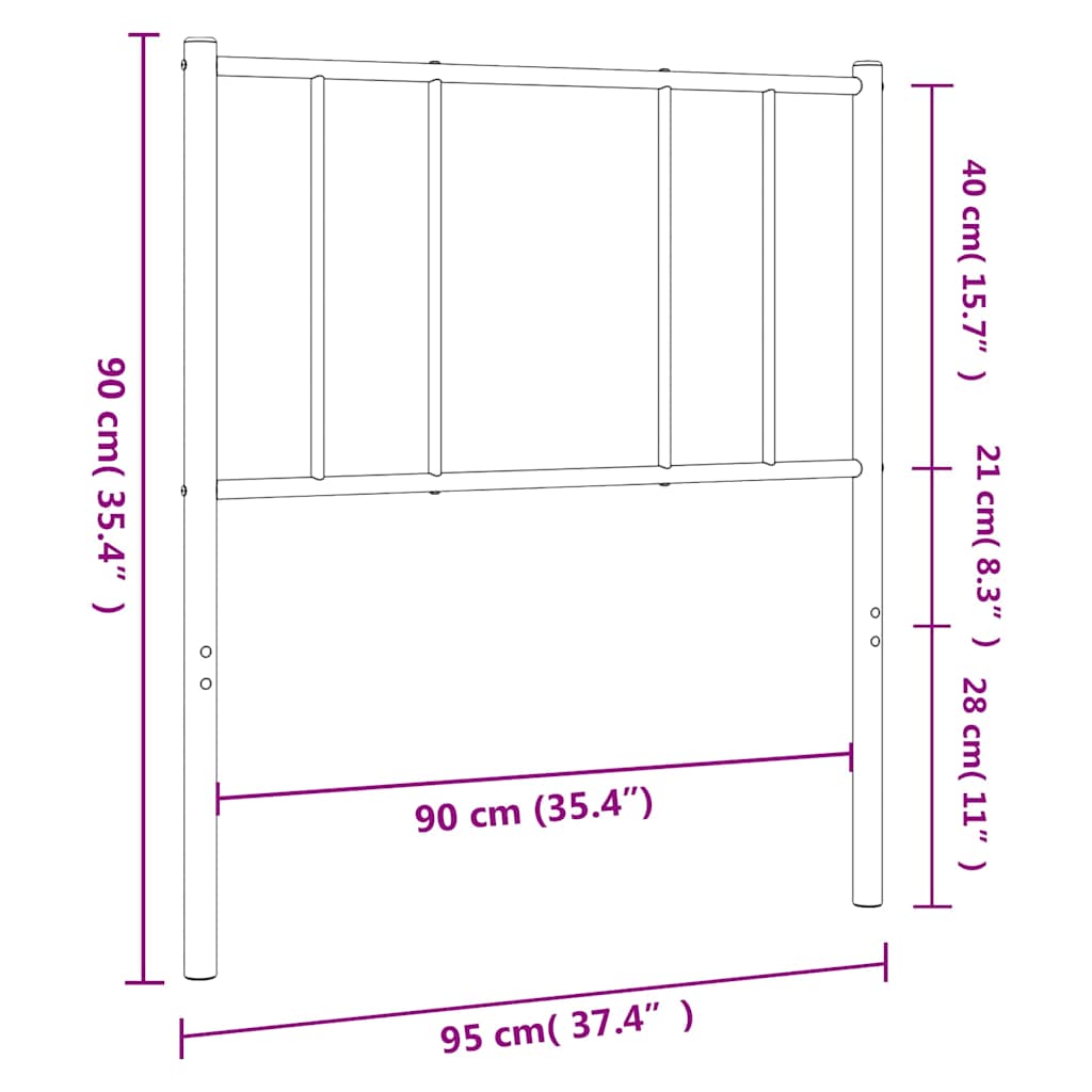 vidaXL Metal Replace Headboard Black 90 cm