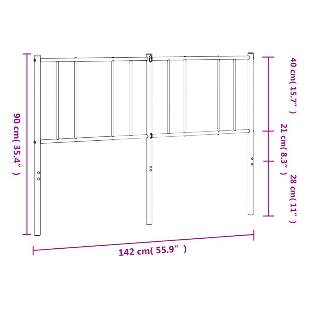 vidaXL Metal Replace Headboard Black 135 cm