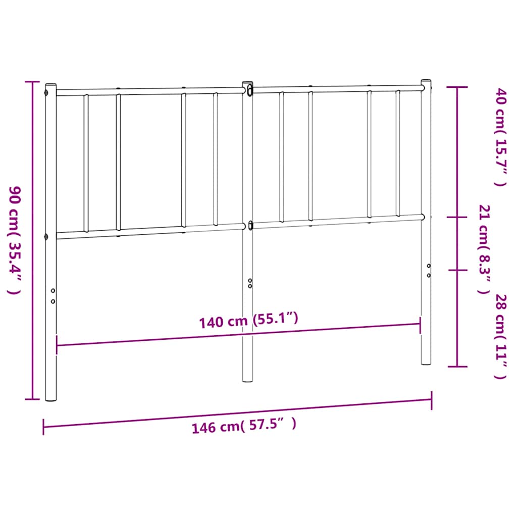 vidaXL Metal Replace Headboard Black 140 cm