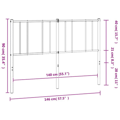 vidaXL Metal Replace Headboard Black 140 cm