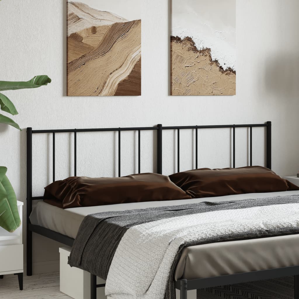vidaXL Metal Replace Headboard Black 200 cm