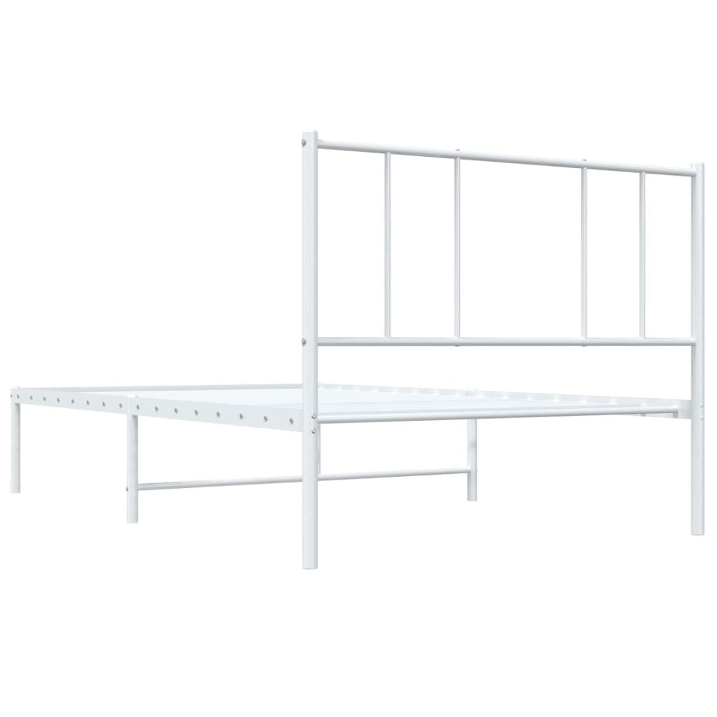 vidaXL Metal Bed Frame without Mattress with Headboard White 75x190cm