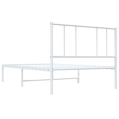 vidaXL Metal Bed Frame without Mattress with Headboard White 75x190cm