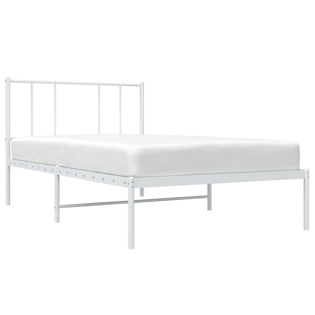 vidaXL Metal Bed Frame without Mattress with Headboard White 80x200cm