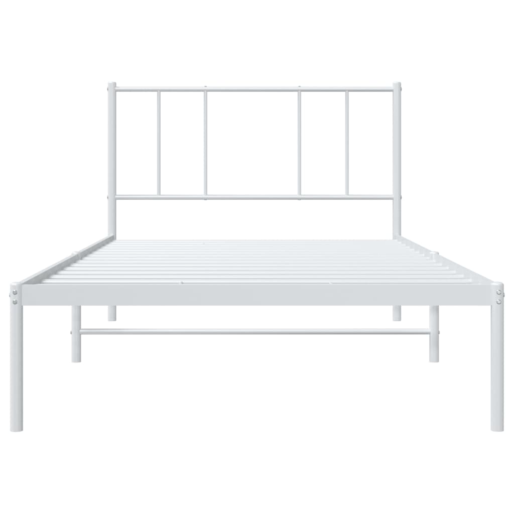 vidaXL Metal Bed Frame without Mattress with Headboard White 80x200cm