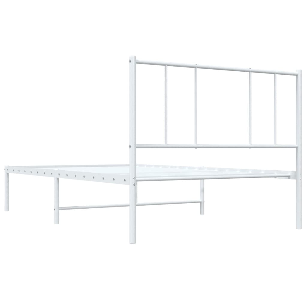 vidaXL Metal Bed Frame without Mattress with Headboard White 90x190cm