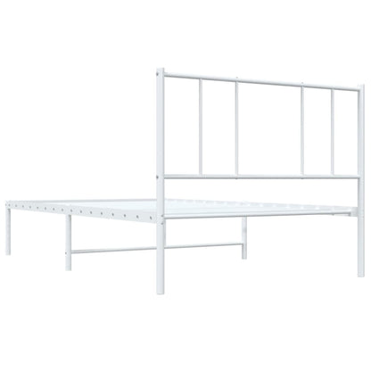 vidaXL Metal Bed Frame without Mattress with Headboard White 90x190cm