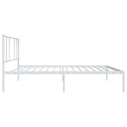 vidaXL Metal Bed Frame without Mattress with Headboard White 90x200cm