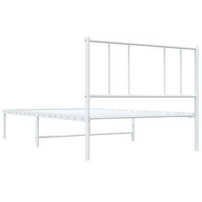 vidaXL Metal Bed Frame without Mattress with Headboard White 90x200cm
