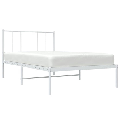 vidaXL Metal Bed Frame without Mattress with Headboard White 100x190cm