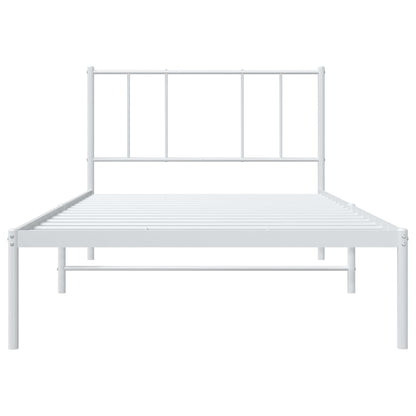 vidaXL Metal Bed Frame without Mattress with Headboard White 100x190cm