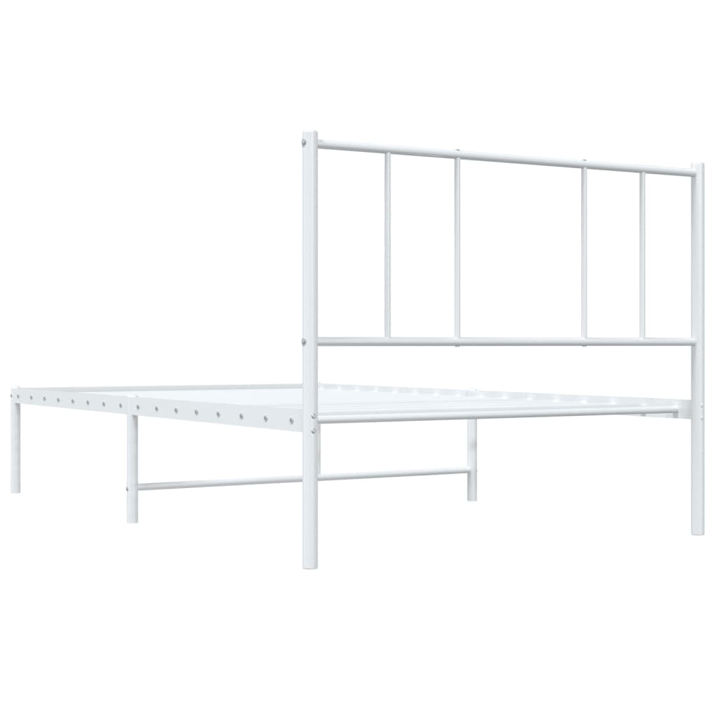 vidaXL Metal Bed Frame without Mattress with Headboard White 100x190cm