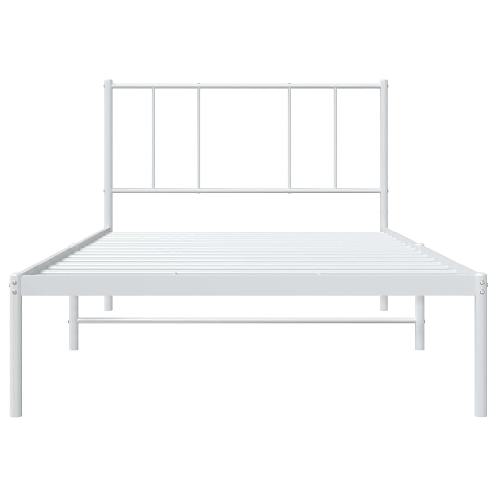 vidaXL Metal Bed Frame without Mattress with Headboard White 100x200cm