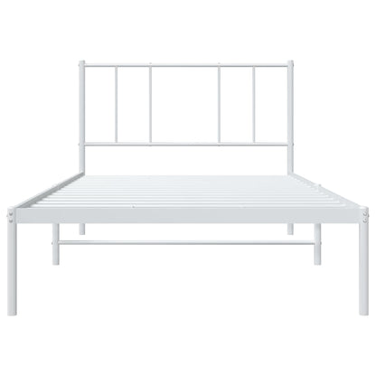 vidaXL Metal Bed Frame without Mattress with Headboard White 100x200cm