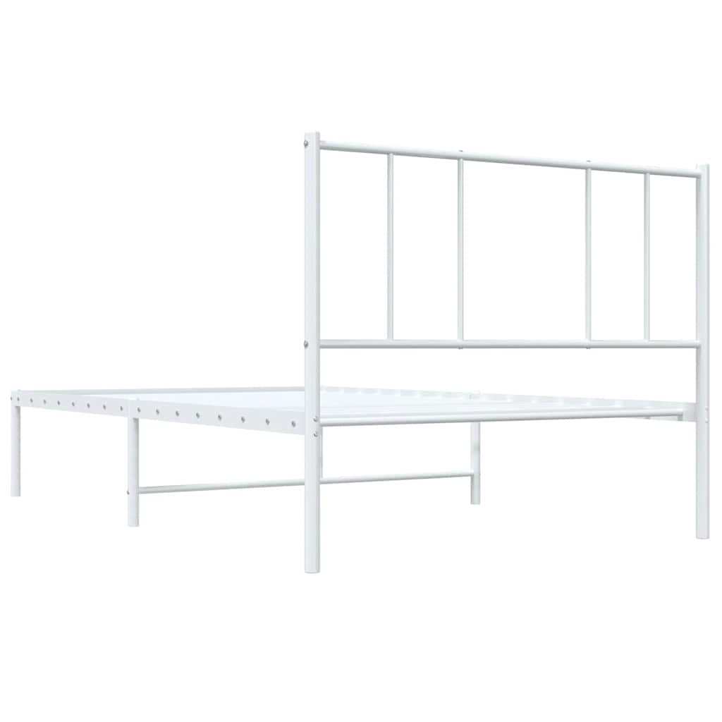 vidaXL Metal Bed Frame without Mattress with Headboard White 100x200cm