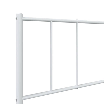 vidaXL Metal Bed Frame without Mattress with Headboard White 100x200cm