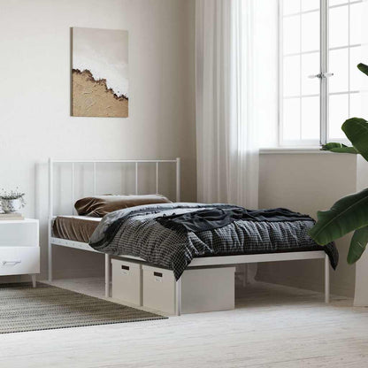 vidaXL Metal Bed Frame without Mattress with Headboard White 107x203cm