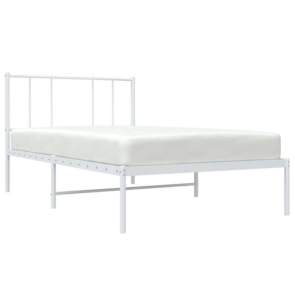 vidaXL Metal Bed Frame without Mattress with Headboard White 107x203cm