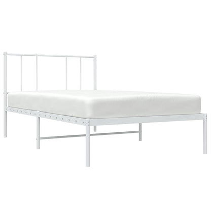 vidaXL Metal Bed Frame without Mattress with Headboard White 107x203cm