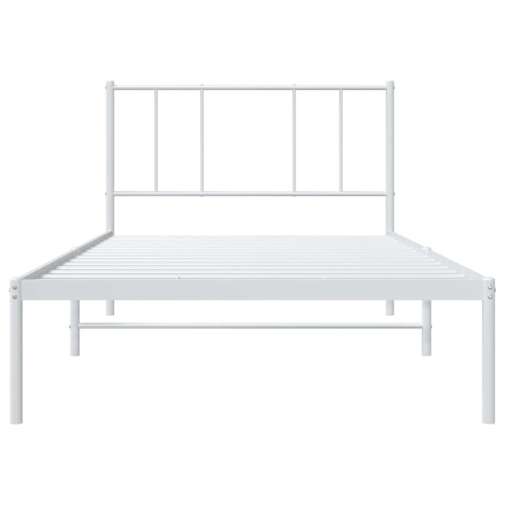 vidaXL Metal Bed Frame without Mattress with Headboard White 107x203cm