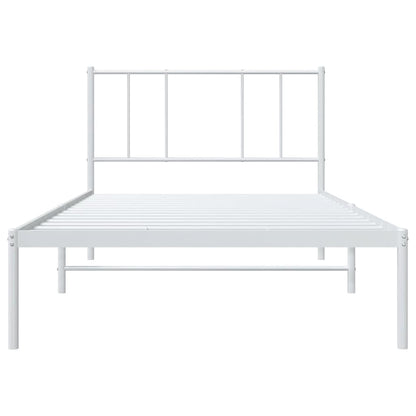 vidaXL Metal Bed Frame without Mattress with Headboard White 107x203cm