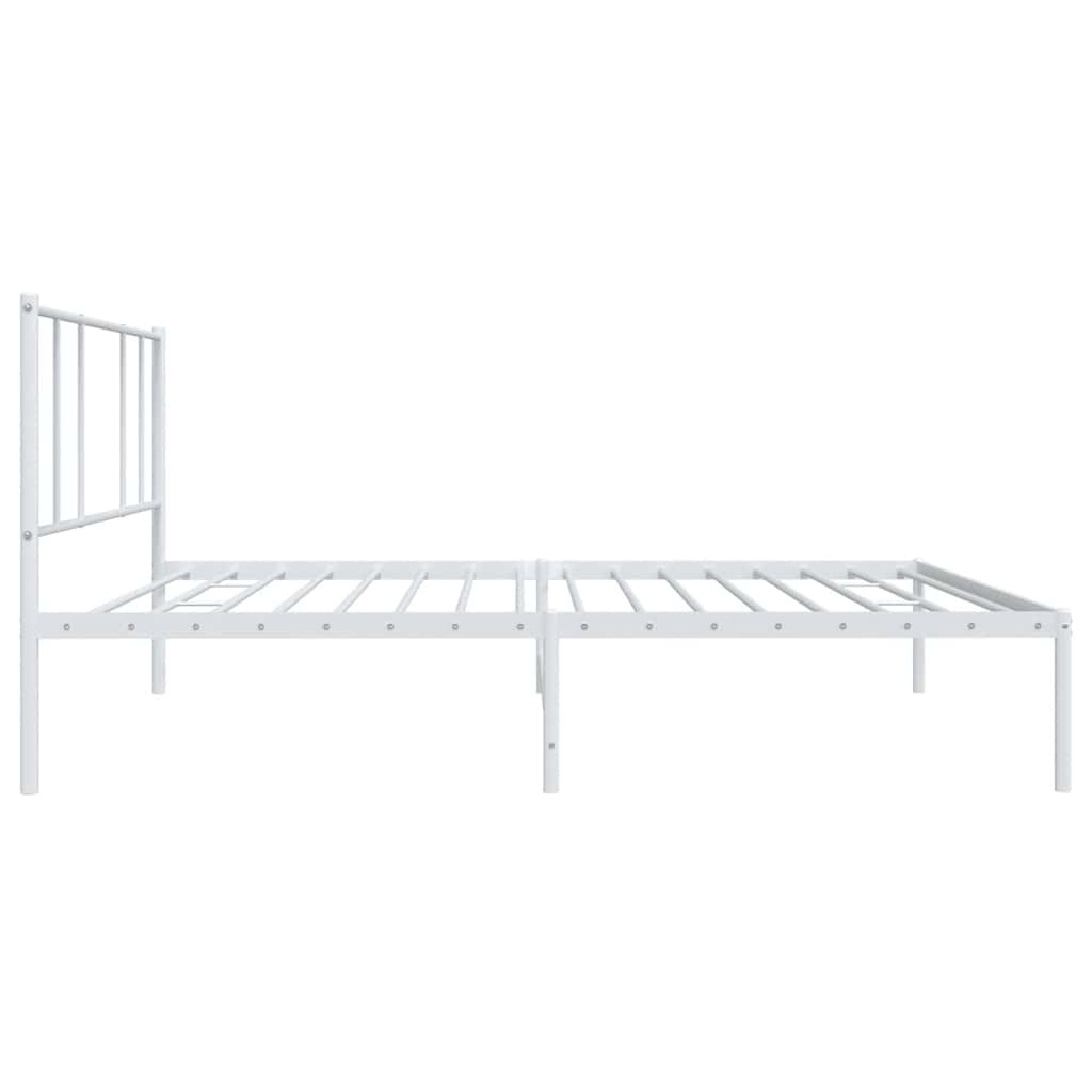 vidaXL Metal Bed Frame without Mattress with Headboard White 107x203cm
