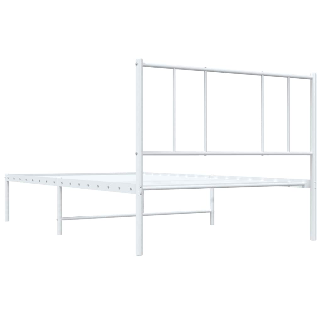 vidaXL Metal Bed Frame without Mattress with Headboard White 107x203cm