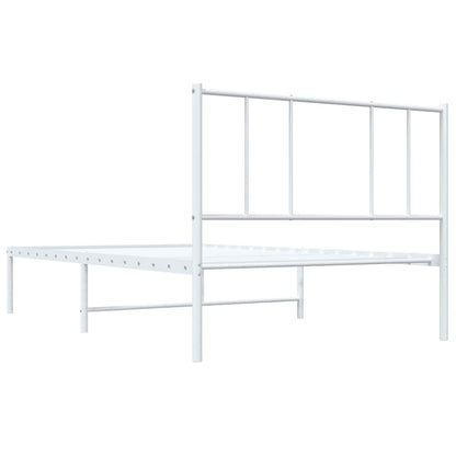 vidaXL Metal Bed Frame without Mattress with Headboard White 107x203cm