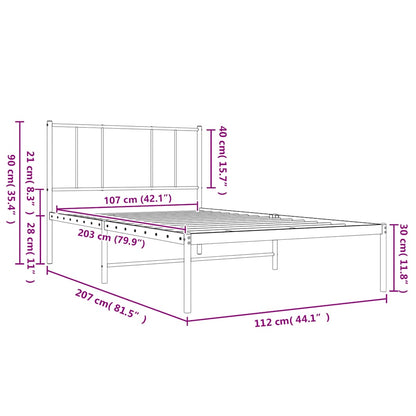 vidaXL Metal Bed Frame without Mattress with Headboard White 107x203cm