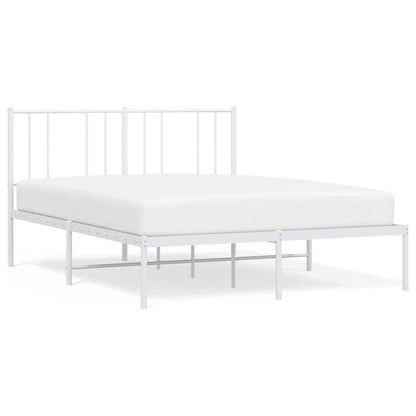 vidaXL Metal Bed Frame without Mattress with Headboard White 120x200cm