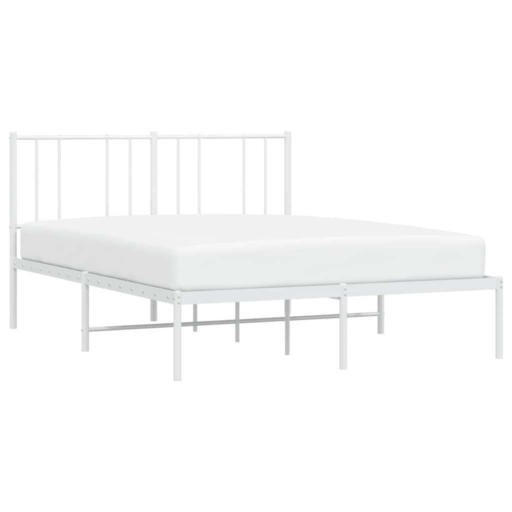 vidaXL Metal Bed Frame without Mattress with Headboard White 120x200cm