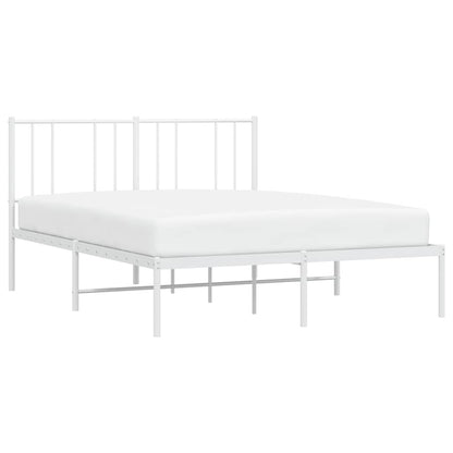 vidaXL Metal Bed Frame without Mattress with Headboard White 120x200cm