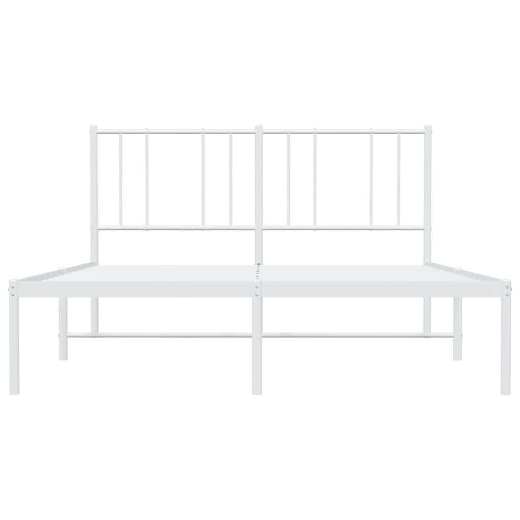 vidaXL Metal Bed Frame without Mattress with Headboard White 120x200cm