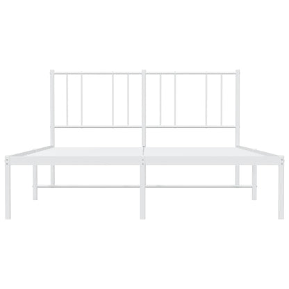 vidaXL Metal Bed Frame without Mattress with Headboard White 120x200cm