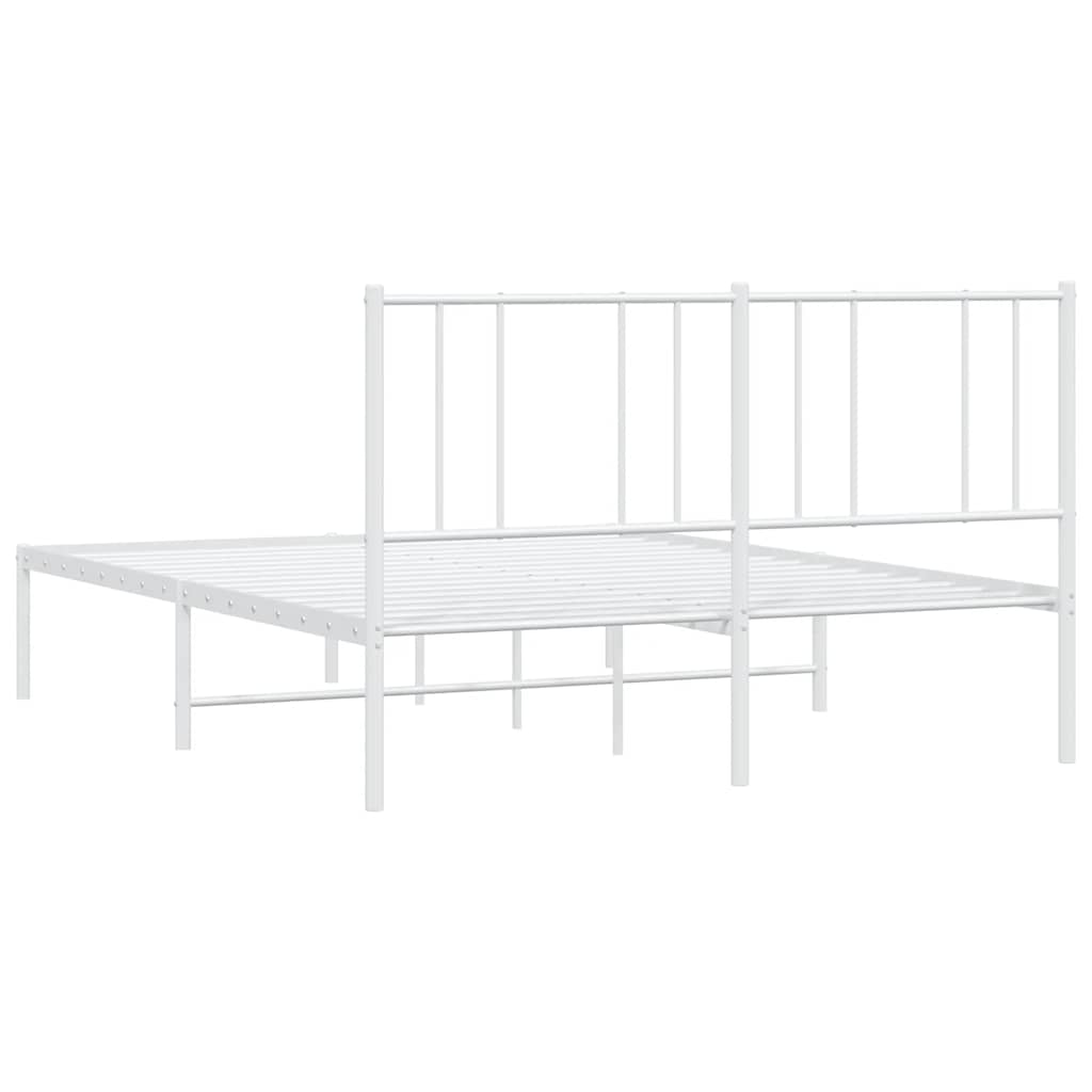 vidaXL Metal Bed Frame without Mattress with Headboard White 120x200cm