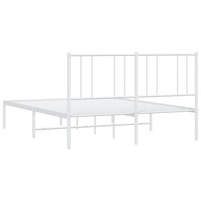 vidaXL Metal Bed Frame without Mattress with Headboard White 120x200cm