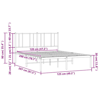 vidaXL Metal Bed Frame without Mattress with Headboard White 120x200cm