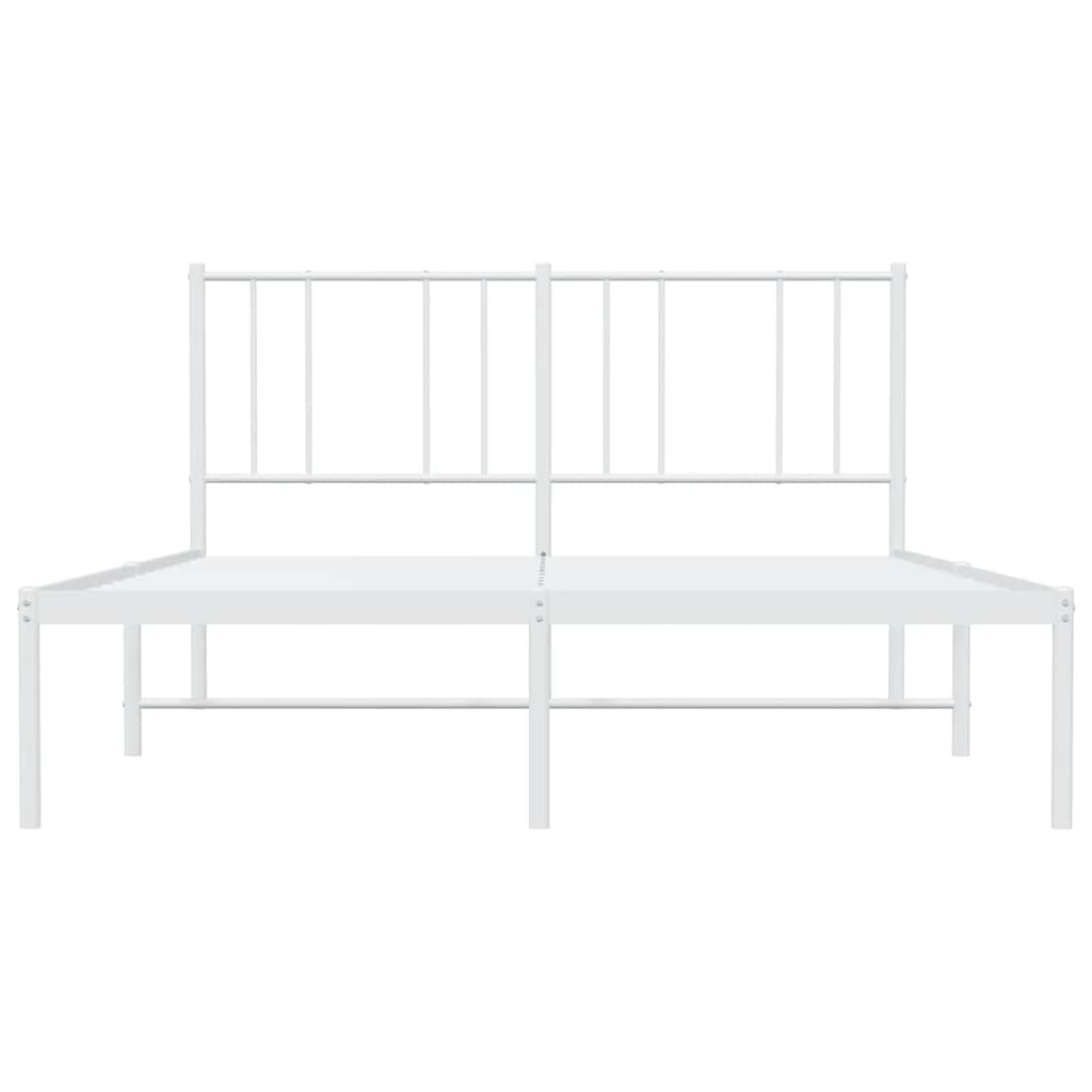 vidaXL Metal Bed Frame without Mattress with Headboard White 135x190cm