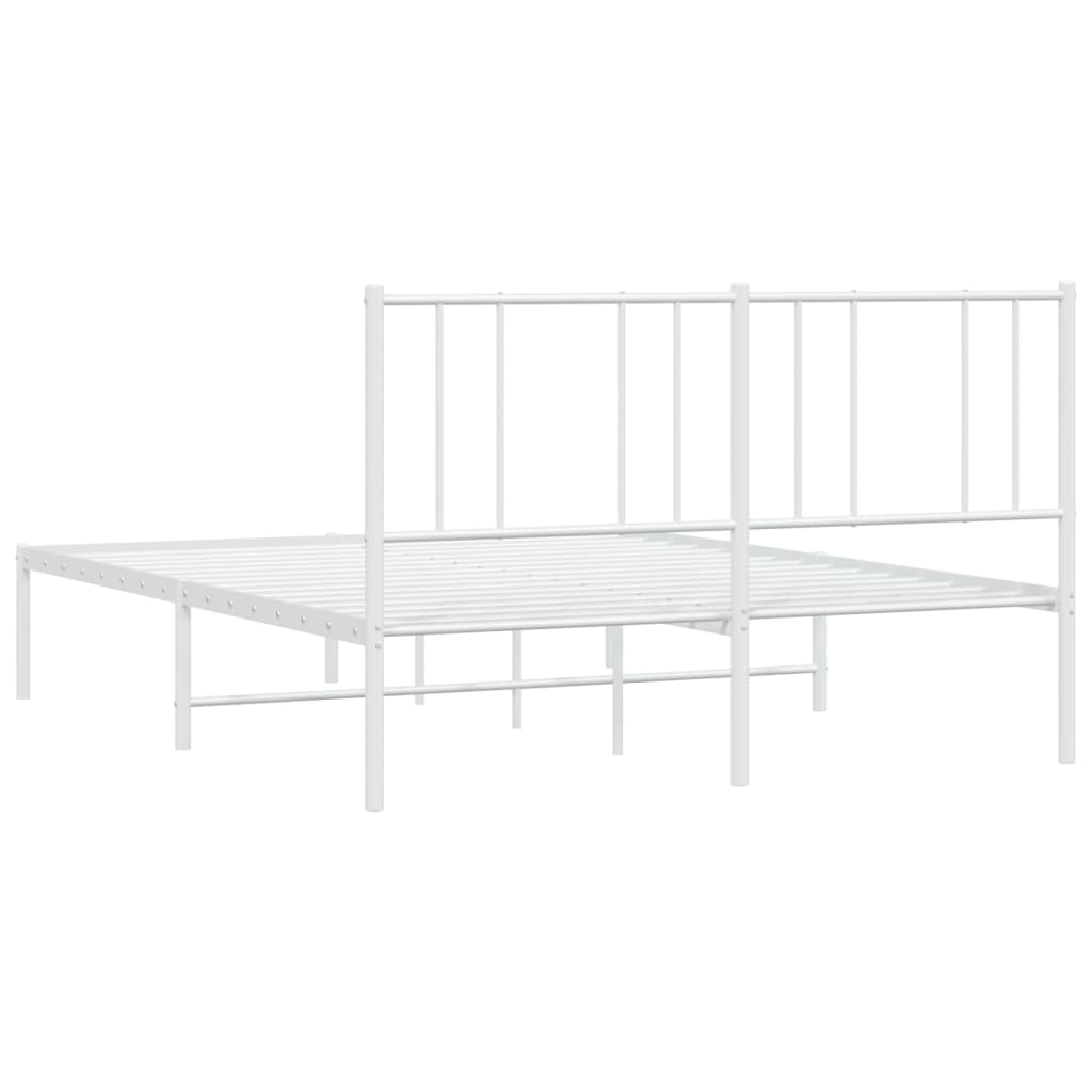 vidaXL Metal Bed Frame without Mattress with Headboard White 140x190cm